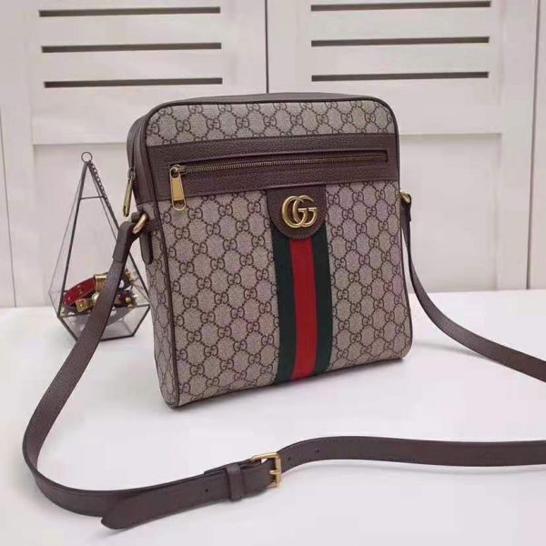 Gucci GG Men Ophidia GG Small Messenger Bag in BeigeEbony Soft GG Supreme Canvas (5)