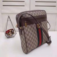Gucci GG Men Ophidia GG Small Messenger Bag in BeigeEbony Soft GG Supreme Canvas (1)