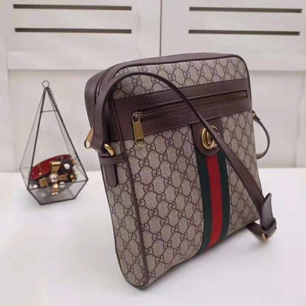 Gucci GG Men Ophidia GG Small Messenger Bag in BeigeEbony Soft GG Supreme Canvas (6)