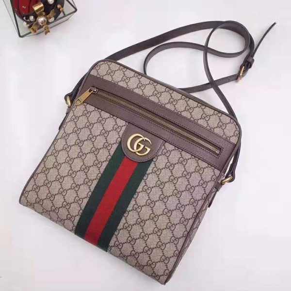 Gucci GG Men Ophidia GG Small Messenger Bag in BeigeEbony Soft GG Supreme Canvas (8)