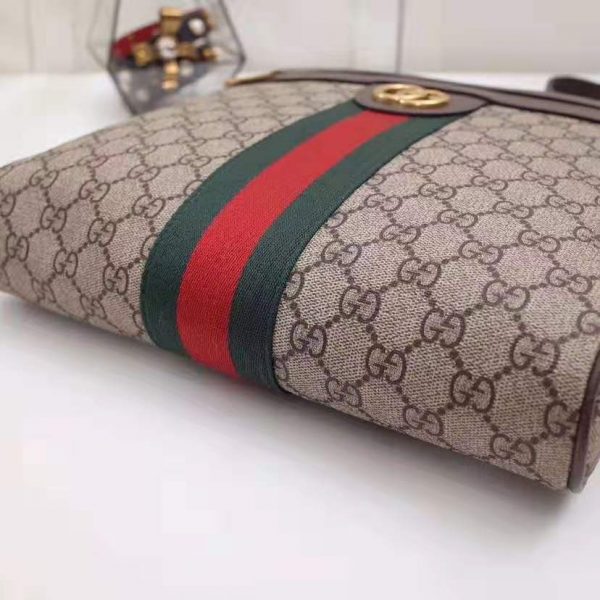 Gucci GG Men Ophidia GG Small Messenger Bag in BeigeEbony Soft GG Supreme Canvas (9)