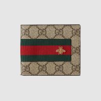 Gucci GG Men Web GG Supreme Wallet in BeigeEbony GG Supreme Canvas