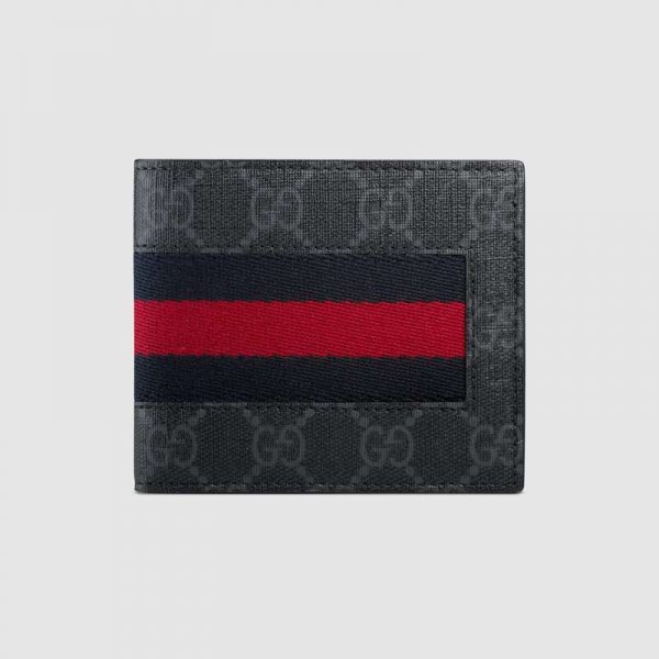 Gucci GG Men Web GG Supreme Web Wallet in BlackGrey GG Supreme Canvas (1)