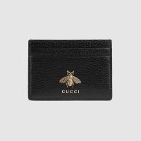 Gucci GG Unisex Animalier Leather Card Case in Black Leather