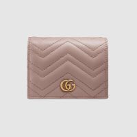 Gucci GG Unisex GG Marmont Card Case Wallet in Matelassé Chevron Leather-Red (1)