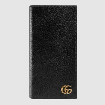 Gucci GG Unisex GG Marmont Leather Long ID Wallet in Black Leather