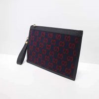 Gucci GG Unisex GG Wool Pouch in Blue and Red GG Wool (1)