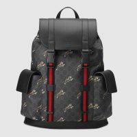 Gucci GG Unisex Gucci Bestiary Backpack with Tigers in BlackGrey Soft GG Supreme Canvas (1)