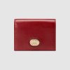 Gucci GG Unisex Leather Card Case Wallet in Textured Leather-Maroon