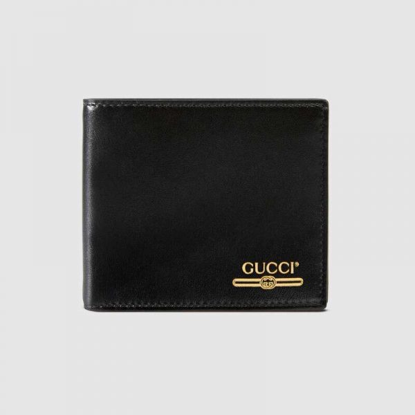 Gucci GG Unisex Leather Wallet with Gucci Logo in Black Leather (1)