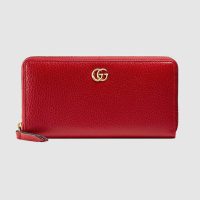 Gucci GG Unisex Leather Zip Around Wallet in Hibiscus Red Leather (1)