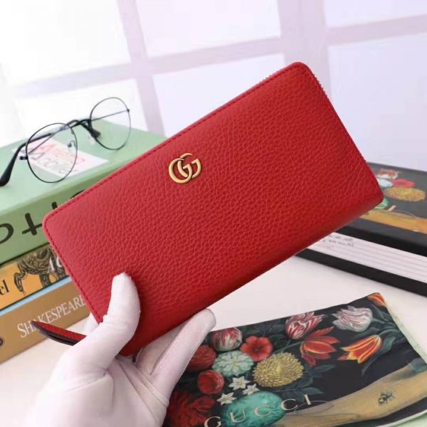 Gucci GG Unisex Leather Zip Around Wallet in Hibiscus Red Leather (2)