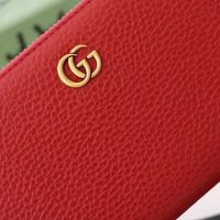 Gucci GG Unisex Leather Zip Around Wallet in Hibiscus Red Leather (1)