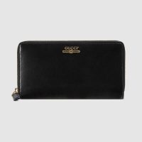 Gucci GG Unisex Leather Zip Around Wallet with Gucci Logo in Black Leather (1)