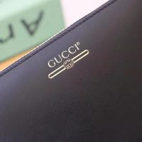 Gucci GG Unisex Leather Zip Around Wallet with Gucci Logo in Black Leather (1)