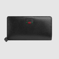 Gucci GG Unisex Leather Zip Around Wallet with Web in Black Leather (1)