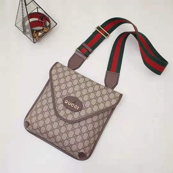 Gucci GG Unisex Neo Vintage GG Medium Messenger in BeigeEbony GG Supreme Canvas (9)