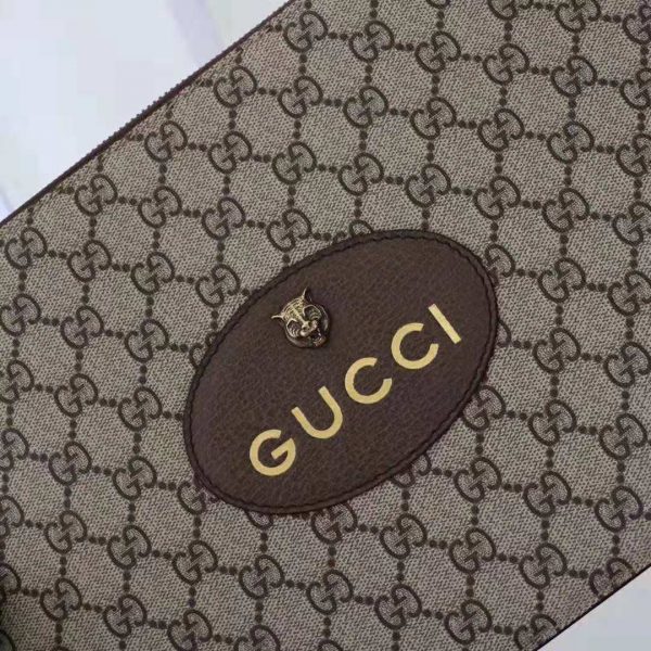 Gucci GG Unisex Neo Vintage GG Supreme Pouch in BeigeEbony GG Supreme Canvas (9)