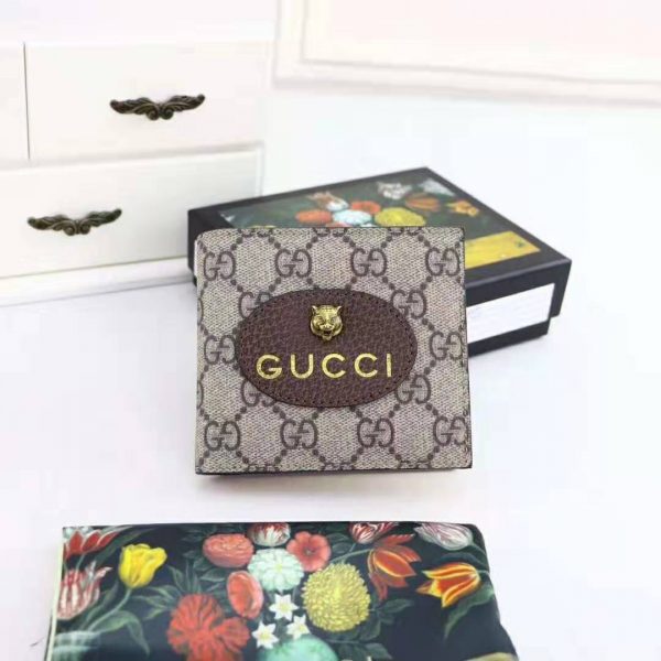 Gucci GG Unisex Neo Vintage GG Supreme Wallet in BeigeEbony GG Supreme Canvas (3)
