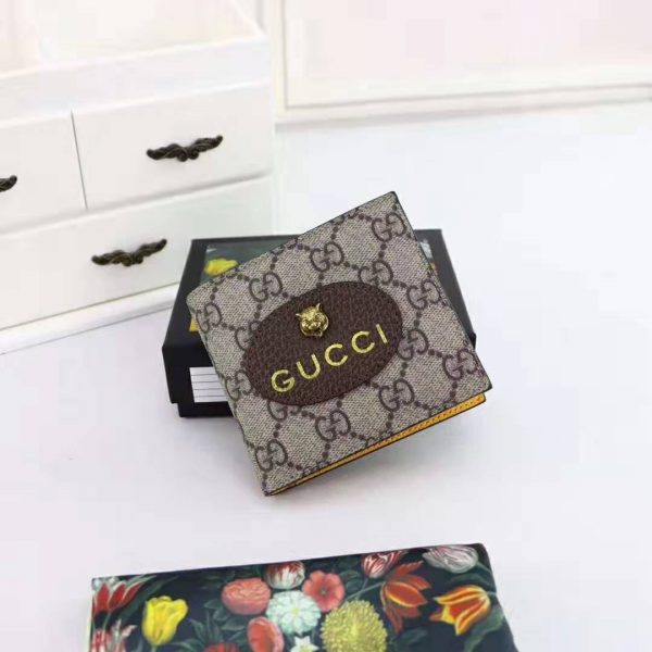Gucci GG Unisex Neo Vintage GG Supreme Wallet in BeigeEbony GG Supreme Canvas (4)