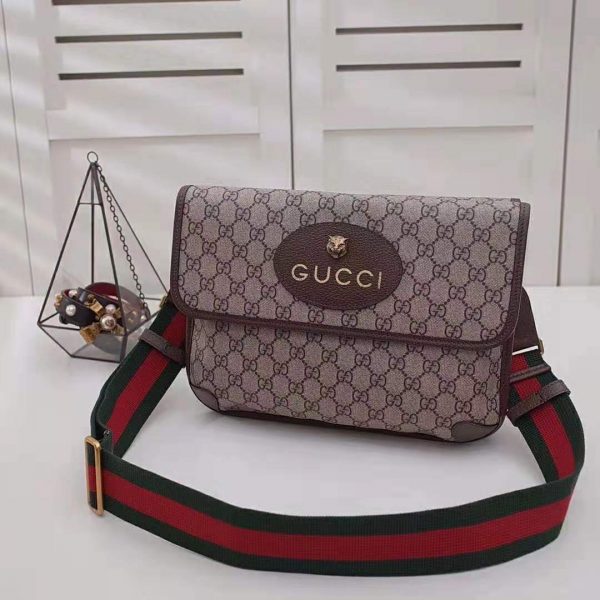 Gucci GG Unisex Neo Vintage Messenger Bag in BeigeEbony GG Supreme Canvas (5)