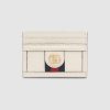 Gucci GG Unisex Ophidia Card Case in Leather with Blue and Red House Web-White
