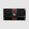 Gucci GG Unisex Ophidia Continental Wallet in Black Suede Leather