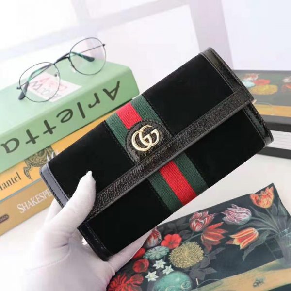 Gucci GG Unisex Ophidia Continental Wallet in Black Suede Leather (2)