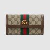 Gucci GG Unisex Ophidia GG Continental Wallet in BeigeEbony GG Supreme Canvas