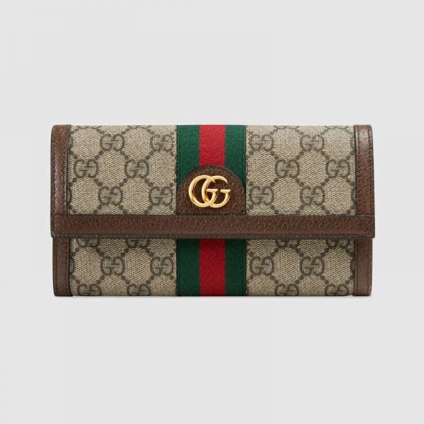 Gucci GG Unisex Ophidia GG Continental Wallet in BeigeEbony GG Supreme Canvas (1)