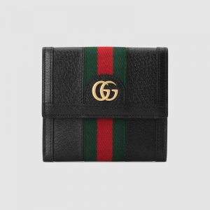 Gucci GG Unisex Ophidia GG French Flap Wallet in Black Leather
