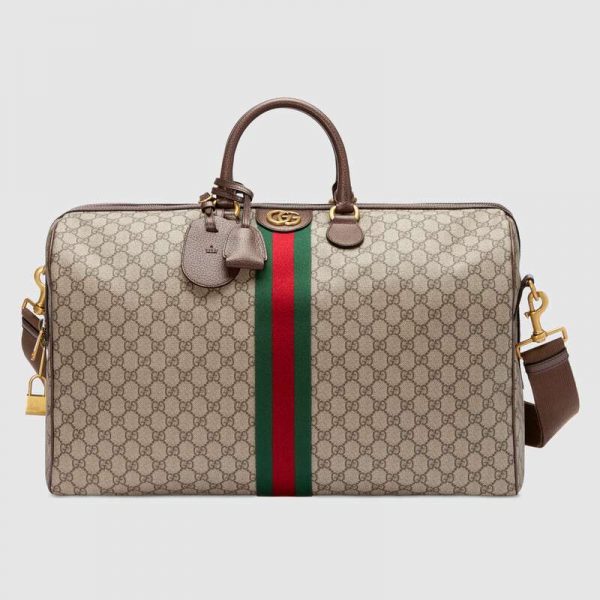 Gucci GG Unisex Ophidia GG Large Carry-On Duffle in BeigeEbony GG Supreme Canvas (1)