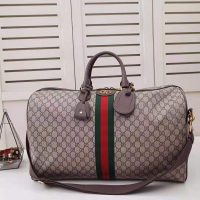 Gucci GG Unisex Ophidia GG Large Carry-On Duffle in BeigeEbony GG Supreme Canvas (1)