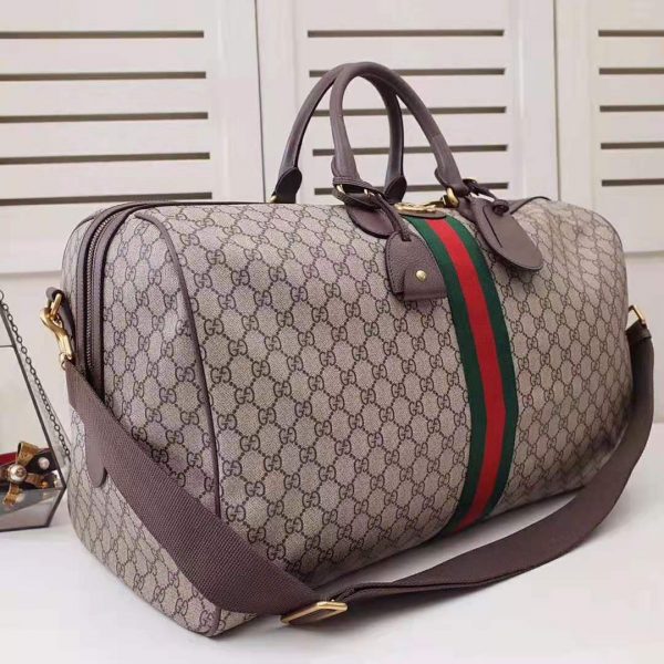 Gucci GG Unisex Ophidia GG Large Carry-On Duffle in BeigeEbony GG Supreme Canvas (3)