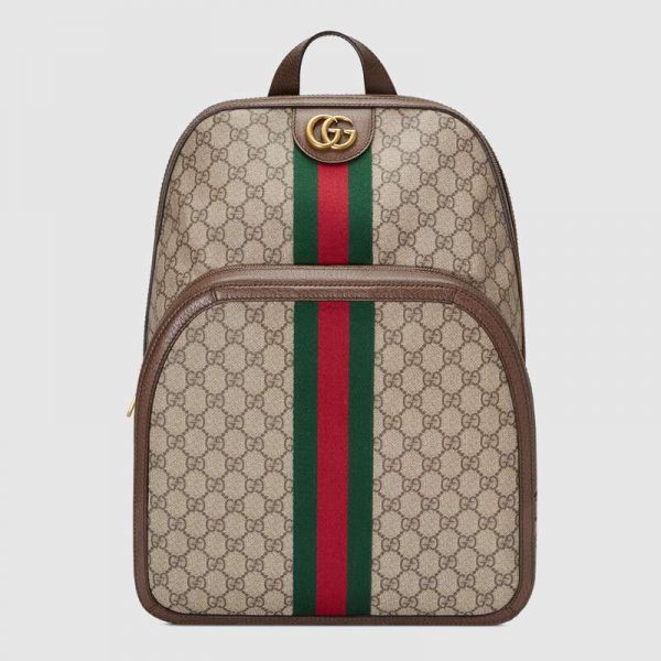 Gucci GG Unisex Ophidia GG Medium Backpack in BeigeEbony GG Supreme Canvas (1)