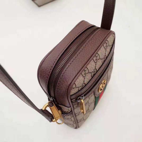 Gucci GG Unisex Ophidia GG Shoulder Bag in BeigeEbony GG Supreme Canvas (10)