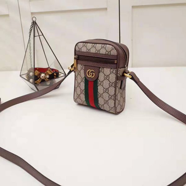 Gucci GG Unisex Ophidia GG Shoulder Bag in BeigeEbony GG Supreme Canvas (6)