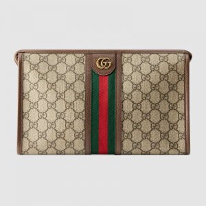 Gucci GG Unisex Ophidia GG Toiletry Case in BeigeEbony GG Supreme Canvas