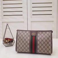 Gucci GG Unisex Ophidia GG Toiletry Case in BeigeEbony GG Supreme Canvas (1)