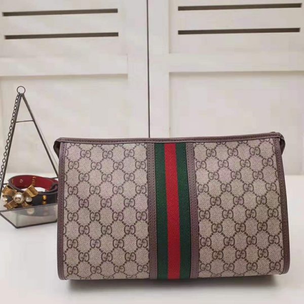 Gucci GG Unisex Ophidia GG Toiletry Case in BeigeEbony GG Supreme Canvas (5)
