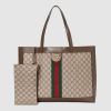 Gucci GG Unisex Ophidia GG Tote in BeigeEbony GG Supreme Canvas