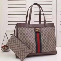 Gucci GG Unisex Ophidia GG Tote in BeigeEbony GG Supreme Canvas (1)