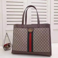 Gucci GG Unisex Ophidia GG Tote in BeigeEbony GG Supreme Canvas (1)