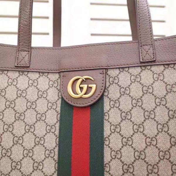 Gucci GG Unisex Ophidia GG Tote in BeigeEbony GG Supreme Canvas (5)