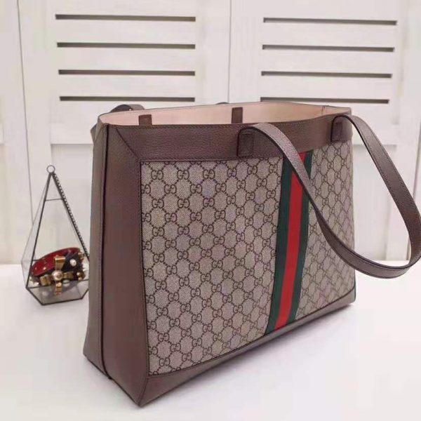 Gucci GG Unisex Ophidia GG Tote in BeigeEbony GG Supreme Canvas (7)