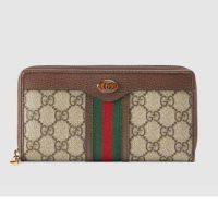 Gucci GG Unisex Ophidia GG Zip Around Wallet in BeigeEbony GG Supreme Canvas (1)