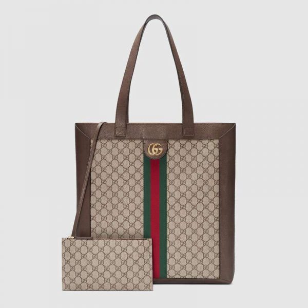 Gucci GG Unisex Ophidia Soft GG Supreme Large Tote in BeigeEbony GG Supreme Canvas (1)