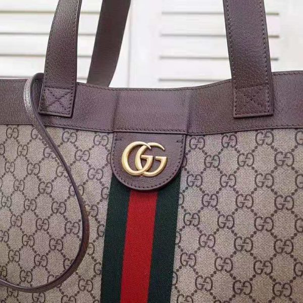 Gucci GG Unisex Ophidia Soft GG Supreme Large Tote in BeigeEbony GG Supreme Canvas (5)