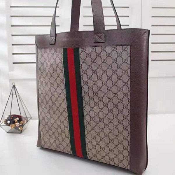 Gucci GG Unisex Ophidia Soft GG Supreme Large Tote in BeigeEbony GG Supreme Canvas (6)