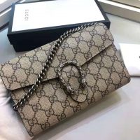 Gucci GG Women Dionysus GG Supreme Chain Wallet-Sandy (1)